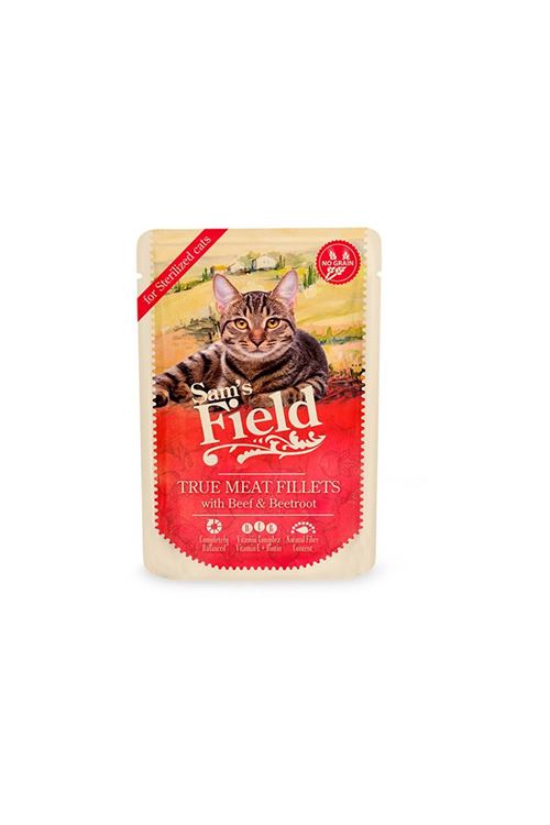 Sam's Field Sterilized Dana Etli Tahılsız Kısır Kedi Konservesi 85gr