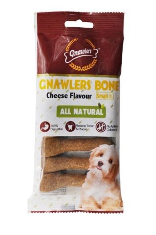 Gnawlers Peynir Aromalı Köpek Ödül Kemiği 7.5cm [6'lı] [S]