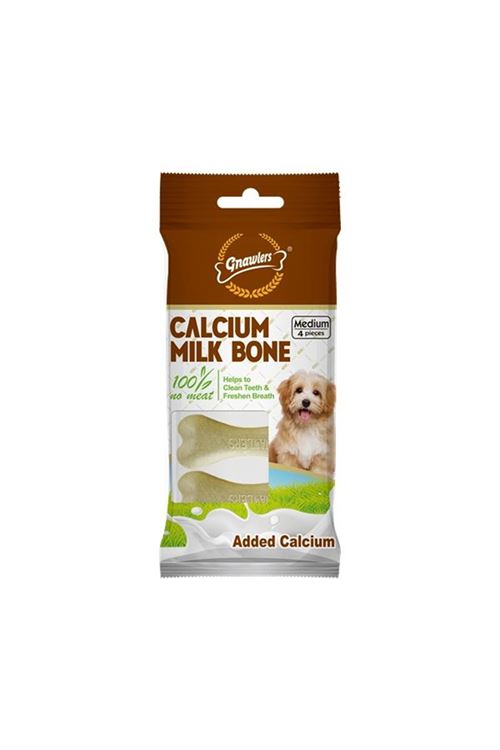 Gnawlers Kalsiyumlu Sütlü Köpek Ödül Kemiği 7.5cm [4'lü] [M]