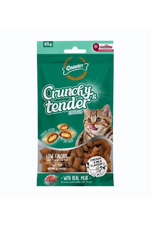 Gnawlers Crunchy Tavuklu ve Sütlü Prebiotik Destekli Kedi Ödül Maması 65gr