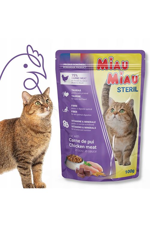 Miau Miau Sterilised Tavuklu Kısır Kedi Konservesi 100gr