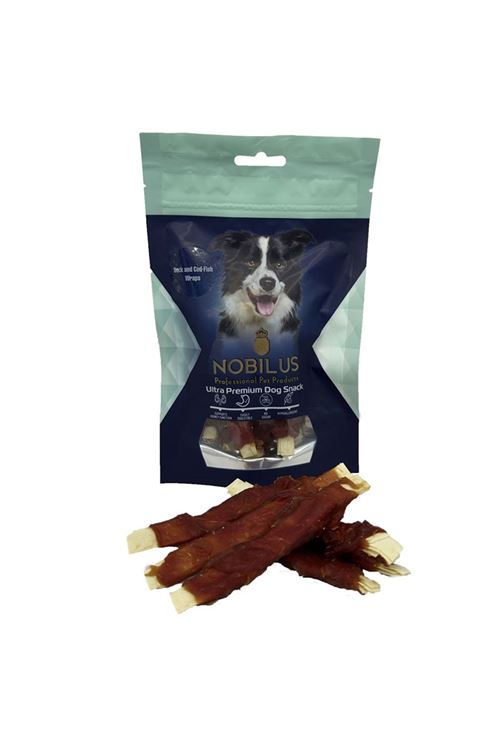 Nobilus Ördek ve Morina Balığı Sargıları Köpek Ödül Maması 80g
