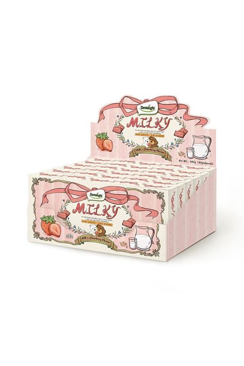 DENTALIGHT MILKY DOGGY CHOCO BAR-MILK+STRAWBERRY FLAVOUR