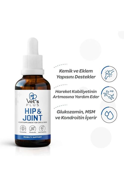 Vet's Plus Hip&Joint Kedi ve Köpekler İçin Eklem Yapısı Desteği Glukozamin Damla 50ml