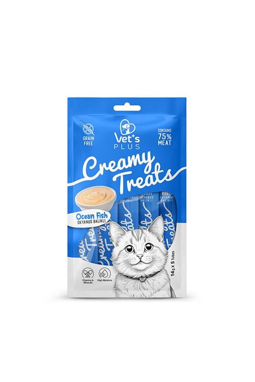 Vet's Plus Okyanus Balıklı Krema Kedi Ödül Maması 5x14gr