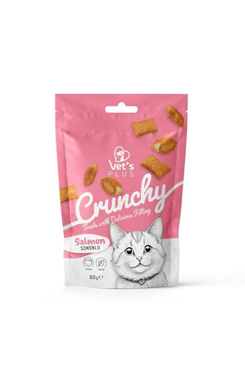 Vet's Plus Crunchy İçi Dolgulu Somonlu ve Catnipli Kedi Ödül Bisküvisi 60gr