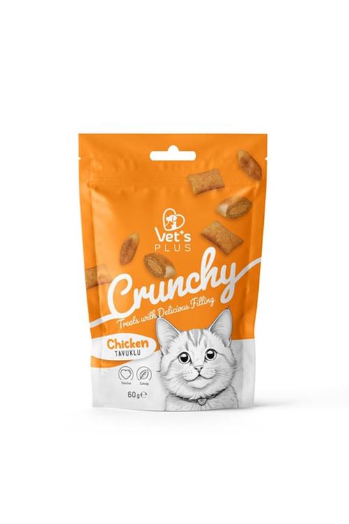 Vet's Plus Crunchy İçi Dolgulu Tavuklu ve Catnipli Kedi Ödül Bisküvisi 60gr